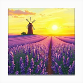 Lavender Field At Sunset Canvas Print