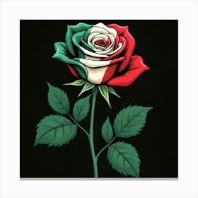 A rose, the Mexican flag colors Canvas Print