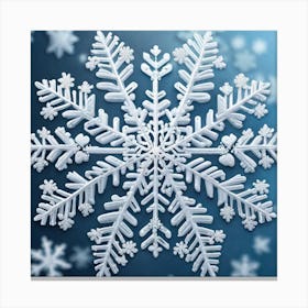 Snowflakes On A Blue Background 4 Canvas Print