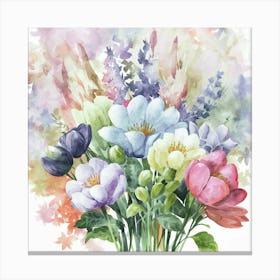 Watercolor Flowers In A Vase 2 Canvas Print