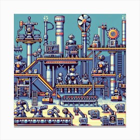 8-bit robot factory 2 Canvas Print