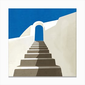 Stairs To The Sky Santorini Square Canvas Print