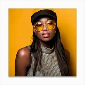 Firefly Stylish Girl In Cap And Yellow Sunglasses 89348 Canvas Print