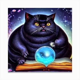 Black Cat With A Crystal Ball 6 Canvas Print