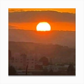 Sunset Over A City Canvas Print