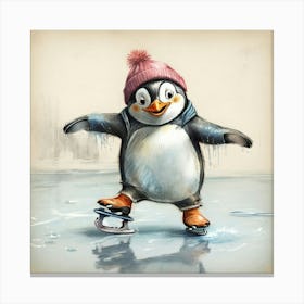 Penguin On Ice 3 Canvas Print