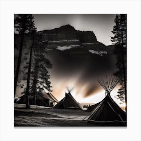 Teepees At Sunset Canvas Print