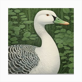 Ohara Koson Inspired Bird Painting Goose 1 Square Canvas Print