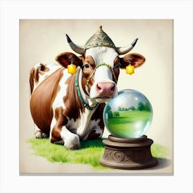 Cow With A Crystal Ball 4 Canvas Print