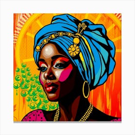 African Woman In Turban Canvas Print