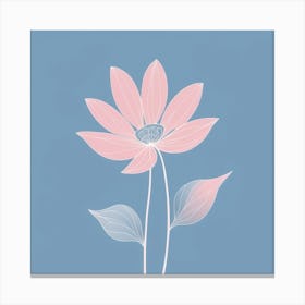 A White And Pink Flower In Minimalist Style Square Composition 103 Canvas Print