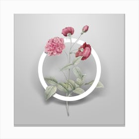 Vintage China Rose Minimalist Floral Geometric Circle on Soft Gray n.0078 Canvas Print