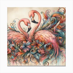 Colorful Flamingos Canvas Print