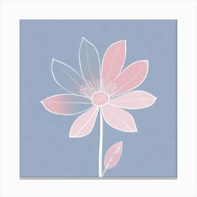 A White And Pink Flower In Minimalist Style Square Composition 422 Canvas Print