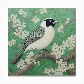 Ohara Koson Inspired Bird Painting Sparrow 4 Square Canvas Print