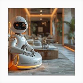 Robot Sitting In A Living Room Canvas Print