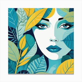 Woman With Leaves Canvas Print