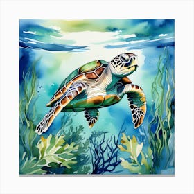Watercolor Sea Turtle 2 Canvas Print