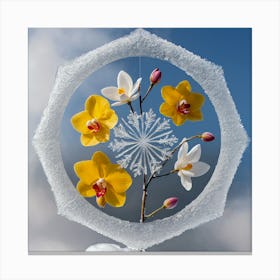 Flowers In The Snow Canvas Print