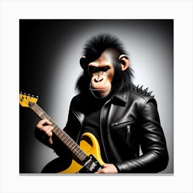 Chimp rocks With Guitar Canvas Print