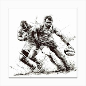 Rugby Players Running 3 Canvas Print