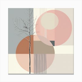 Pastel Serenity: Minimalist Tree with Geometric Grace Canvas Print