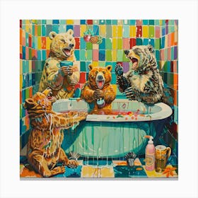 Bears In The Bath 2 Canvas Print