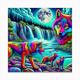 Psychedelic Wolf Family 6 1 Canvas Print