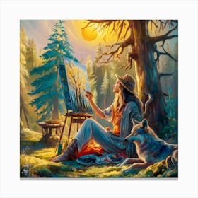 Artist In The Woods 1 Canvas Print