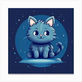Blue Cat On The Moon Canvas Print