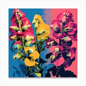 Andy Warhol Style Pop Art Flowers Aconitum 2 Square Canvas Print