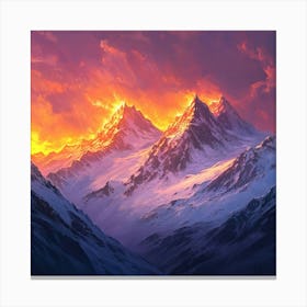 Dynamic Mountain Sunset Landscape 7 Canvas Print