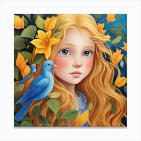 Little Blue Bird Canvas Print