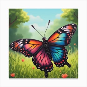 Colorful Butterfly In The Meadow wall art Canvas Print