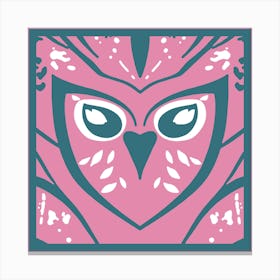 Chic Owl Pink And Blue Grey Canvas Print