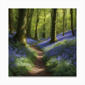 0 Realistic Bluebell Wood Ferns Path Dappled Sunl Esrgan V1 X2plus Canvas Print