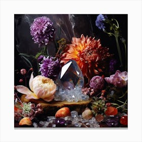 Flowers And Crystals 3 Canvas Print