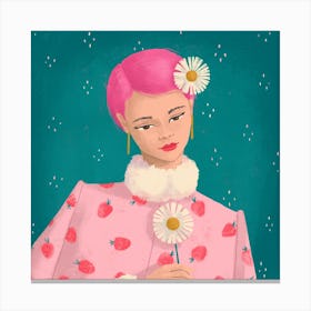 Girl With Daisy Canvas Print