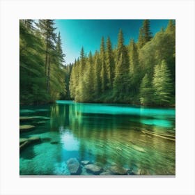 Blue Lake In The Forest Canvas Print