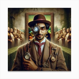Man With A Clock Canvas Print