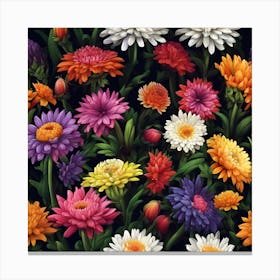 Florist Chrysanthemums in Dolly Mixture Colours Stampe su tela