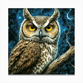 Owl In The Night 1 Canvas Print