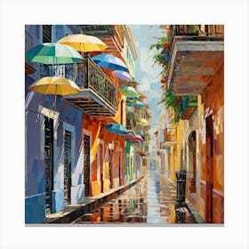 Umbrellas In The Rain 3 Canvas Print