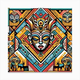 African Mask Elegance Art Deco Inspired Artwork Canvas Print