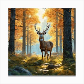 Deer In The Forest 142 Canvas Print