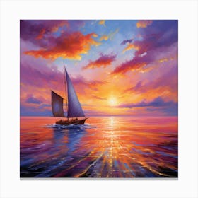 Sailboat At Sunset Canvas Print