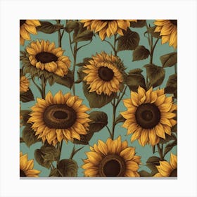 Default Default Retro Vintage Sunflower For Defferent Seasons 3 Canvas Print