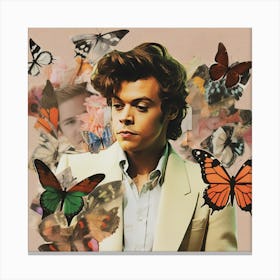 Harry Styles Butterfly Collage 2 Square Canvas Print