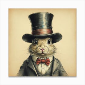 Rabbit In Top Hat 11 Canvas Print