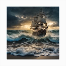 0 View Of Turbulent Swells Of A Violent Ocean Storm, Esrgan V1 X2plus Canvas Print